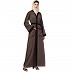 Front open abaya with black border- Brown 